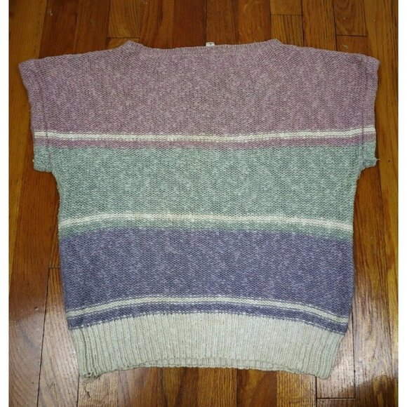 VINTAGE - WOMEN'S SHORT SLEEVE SWEATER - RUSS - LINEN BLEND - SIZE L - Picture 5 of 6